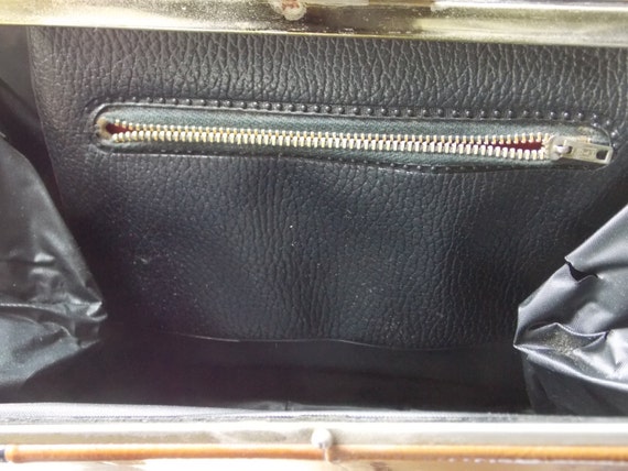 Vintage Faux Patton Leather Brown Black Handbag S… - image 5