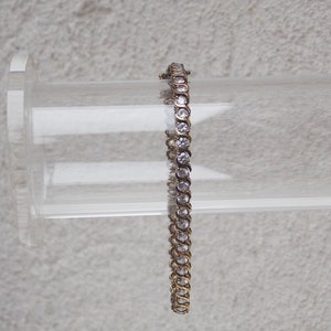 Classic Tennis Bracelet, Gold Tone 925 Silver Bracelet with Man Made Diamonds