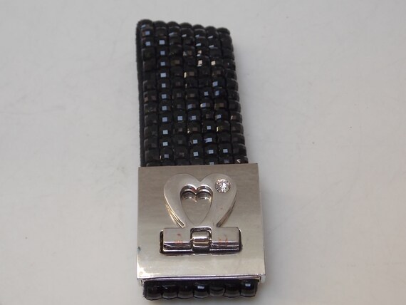 Black Silver Heart Bracelet, Interlocking Clasp, … - image 7
