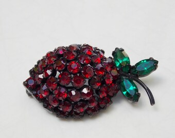 Vintage Red Strawberry Brooch Pin by Warner - Free Shipping