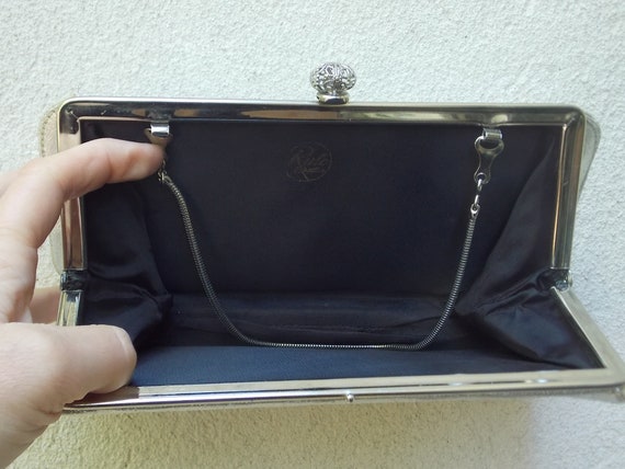 Vintage Silver Handbag Clutch Purse, Optional Cha… - image 5
