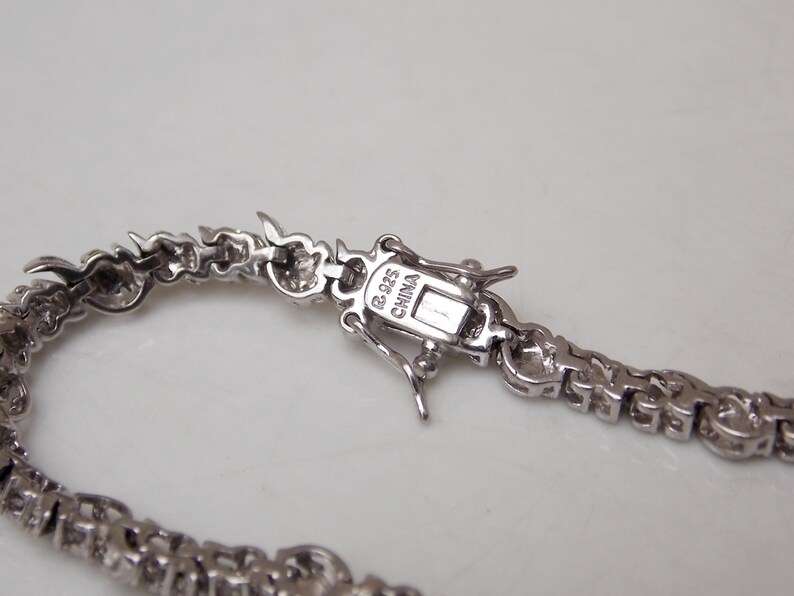White Gold Tone Jeweled Tennis Bracelet 925 Silver