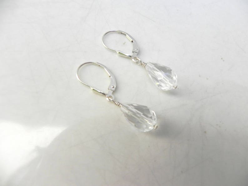 Swarovski Crystal Teardrop Dangle Earrings with Sterling Silver Lever Back Clasps image 2