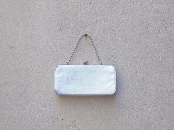Vintage Silver Handbag Clutch Purse, Optional Cha… - image 1