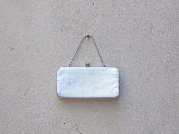 Vintage Silver Handbag Clutch Purse, Optional Cha… - image 1