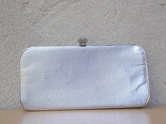 Vintage Silver Handbag Clutch Purse, Optional Cha… - image 3
