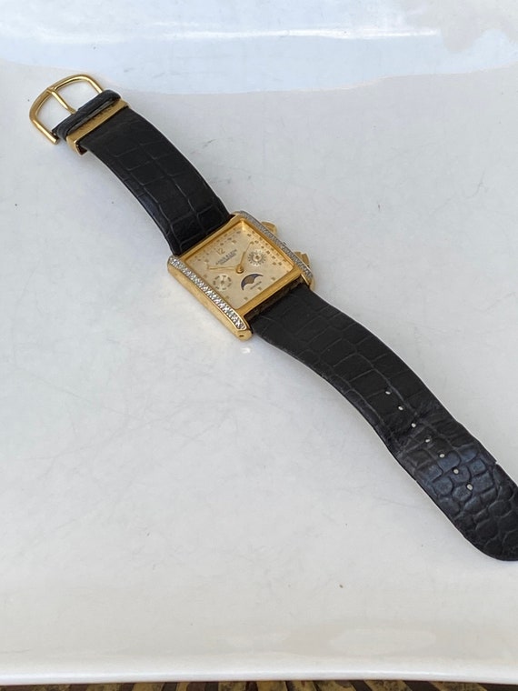Very Large Square Anne Klein Diamond Gold Watch, … - image 4