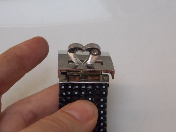 Black Silver Heart Bracelet, Interlocking Clasp, … - image 6
