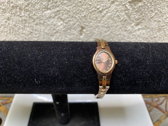 Ladies Oval Elgin Wristwatch, Copper Gold Metal B… - image 1