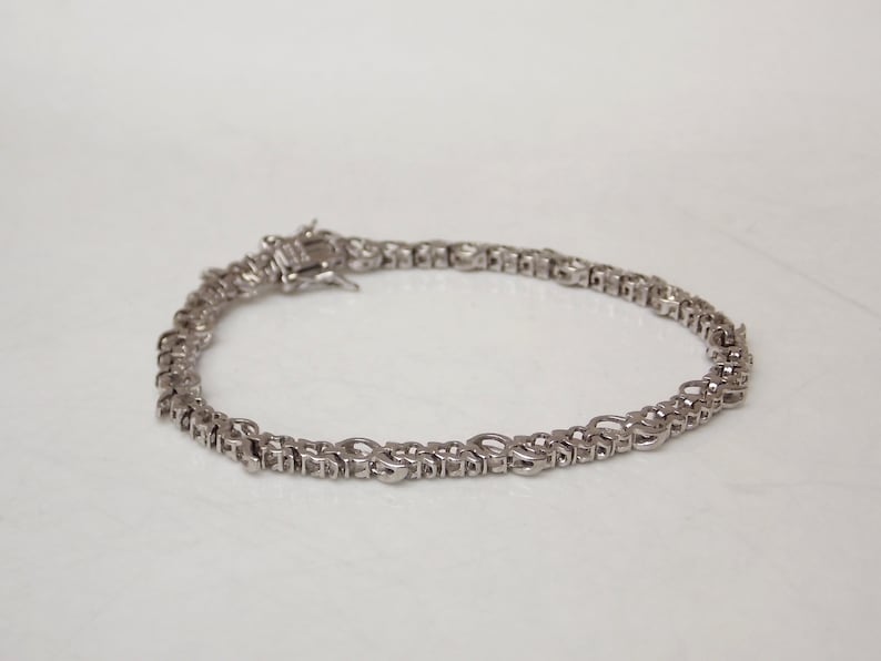 White Gold Tone Jeweled Tennis Bracelet 925 Silver
