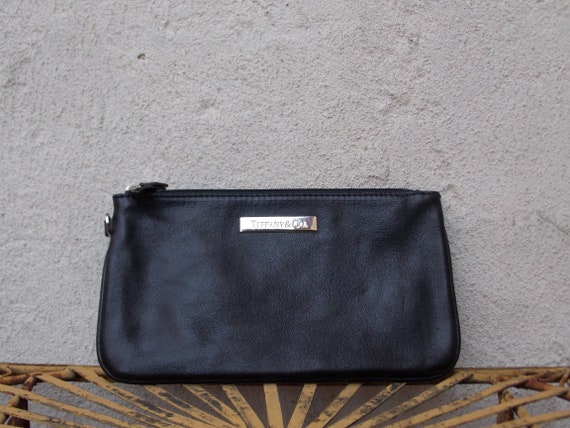 Tiffany & Co Flat Black Leather Zipper Pouch - image 3