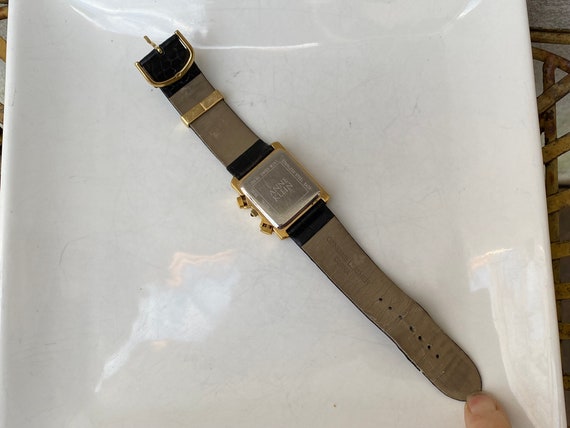 Very Large Square Anne Klein Diamond Gold Watch, … - image 5