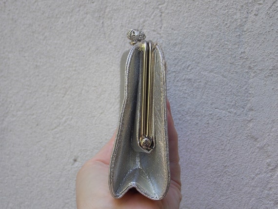 Vintage Silver Handbag Clutch Purse, Optional Cha… - image 7