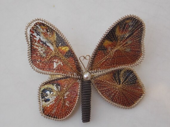 Handmade Gold Wire Mesh Butterfly Pin, All Proceed