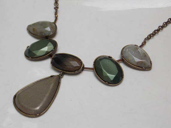 Green River Stone Teardrop Pendant Statement Neck… - image 5