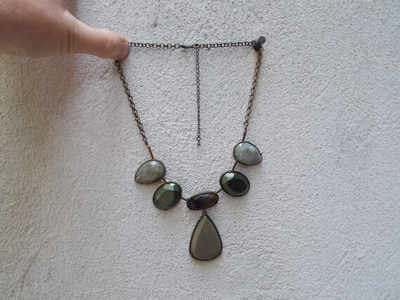 Green River Stone Teardrop Pendant Statement Neck… - image 4