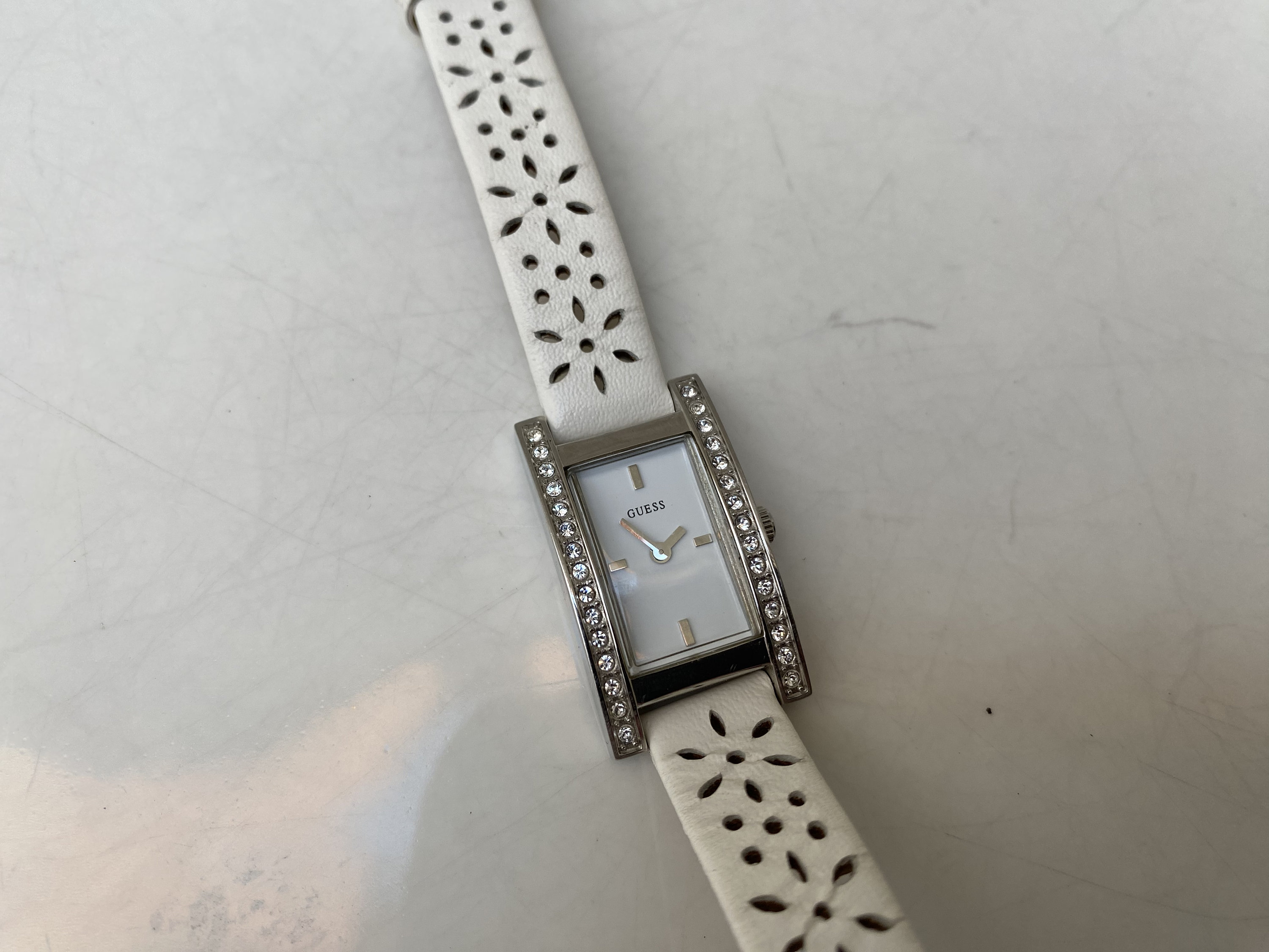 Small White Diamond Guess Watch With Cut-out Wrap Around 