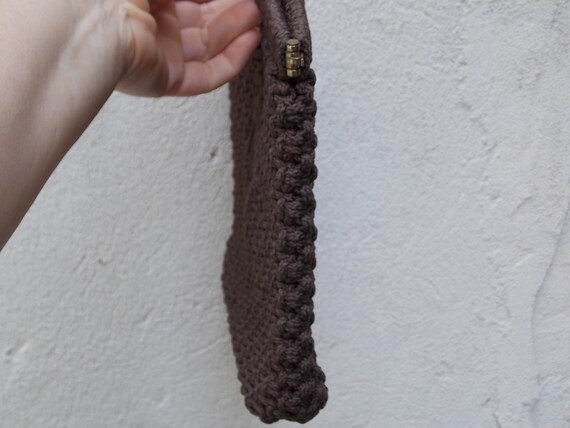 Dark Chocolate Brown Woven Vintage Clutch Purse, … - image 5