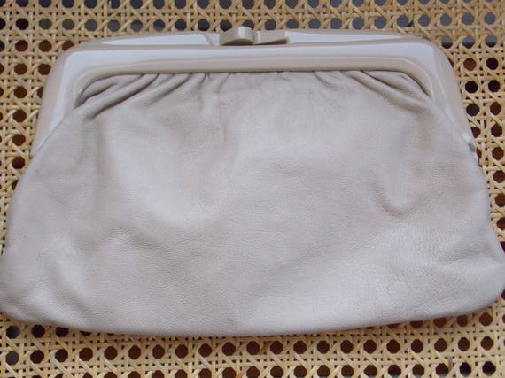 Vintage Italian Leather Clutch Purse, Buttery Cre… - image 1