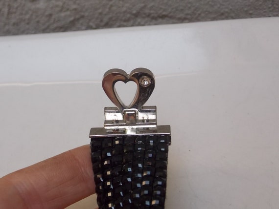 Black Silver Heart Bracelet, Interlocking Clasp, … - image 5