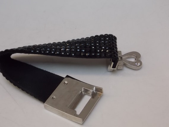 Black Silver Heart Bracelet, Interlocking Clasp, … - image 4