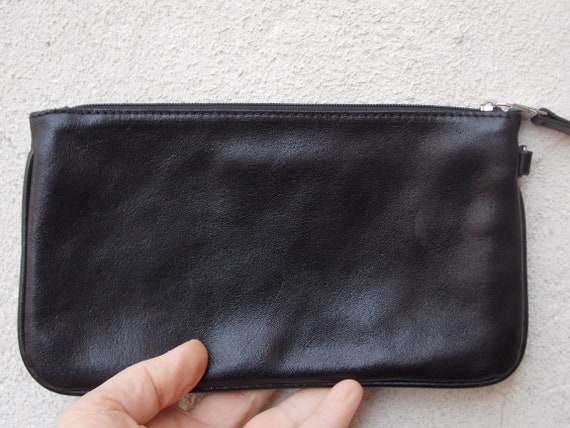 Tiffany & Co Flat Black Leather Zipper Pouch - image 2