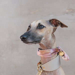 Handmade collar for dogs • soft velvet bandana • peanut mauve print image 4