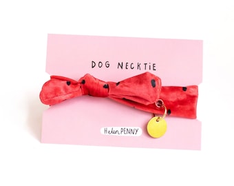 Comfy dog collar • watermelon coral red • soft necktie bandana