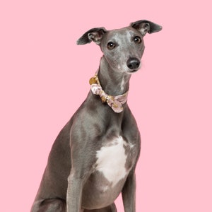 Handmade collar for dogs • soft velvet bandana • peanut mauve print image 5