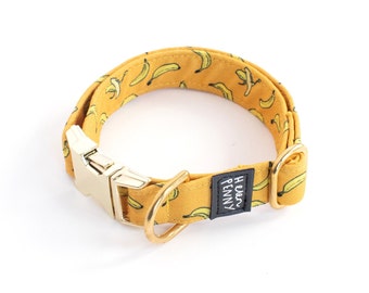Banana yellow dog collar • adjustable with brass buckle