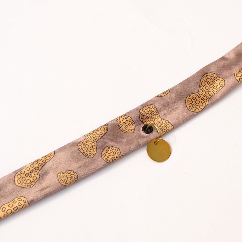 Handmade collar for dogs • soft velvet bandana • peanut mauve print image 7