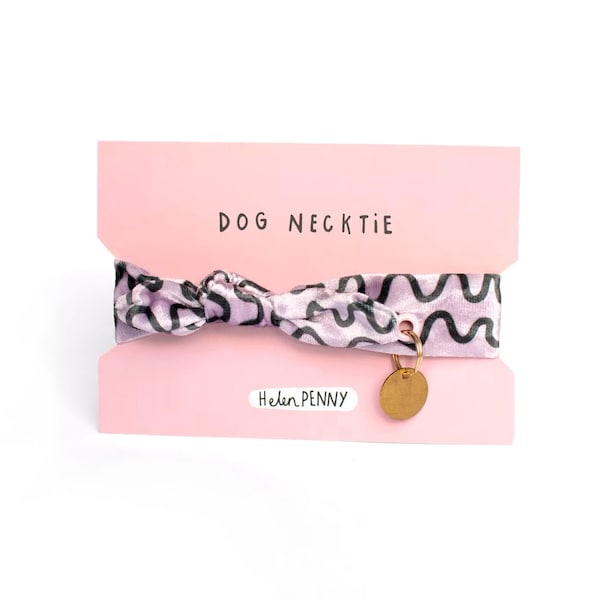 Lilac purple dog collar • wiggle pattern necktie