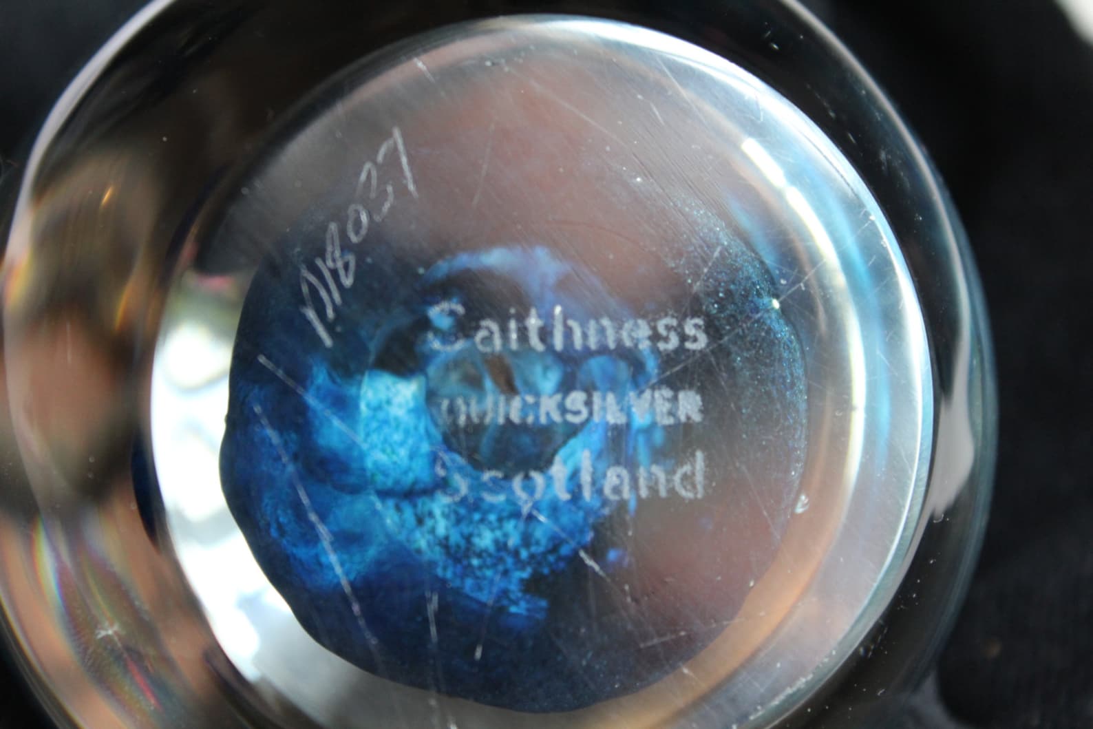 Caithness Quicksilver paperweight. Large blue and clear glass. Etsy