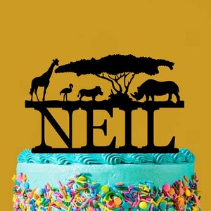 Décoration de gâteau Safari personnalisée