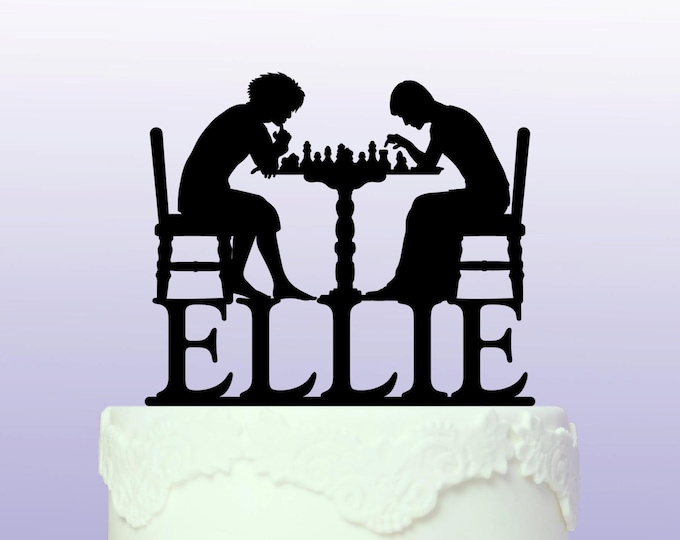Chess Personalised Cake Topper - Etsy