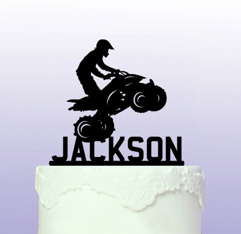 Personalised Name Acrylic Cake Topper Quad Bike Theme Birthday Decorations Cake Toppers Home Garden