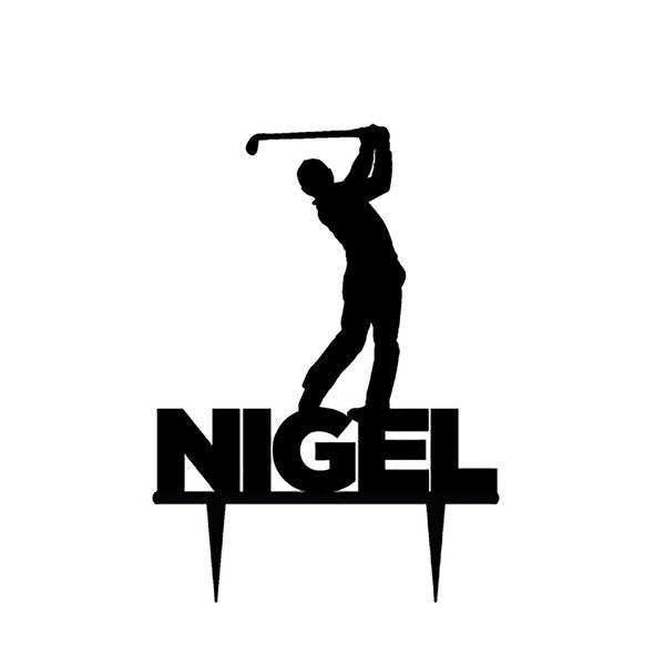 Personalised Male Golfer Cake Topper