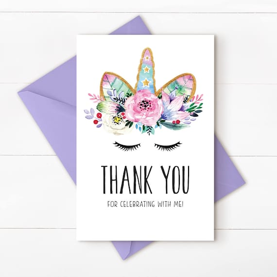 unicorn thank you card unicorn thank you note unicorn etsy