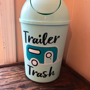 Trailer Trash Can RV Camper Decor Vinyl Camper Decal Small Waste Basket ...