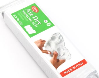 Pepy Premium European Air Dry Modeling Clay White 2.2 lb Bar, Easy to Use Air-Hardening and Non-Staining Clay for Classroom and Montessori