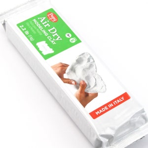 Pepy Premium European Air Dry Modeling Clay White 2.2 lb Bar, Easy to Use Air-Hardening and Non-Staining Clay for Classroom and Montessori