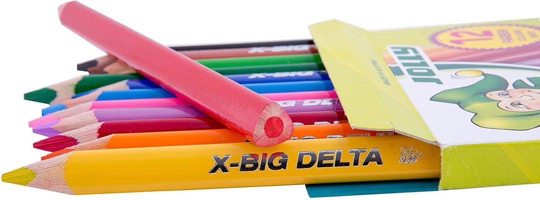 JOLLY X-BIG Delta Colouring Pencils, 6 Extra Thick Triangular Colouring Pencils, Extremely Shatterproof And Durable, Non-Toxic, Pack Of 6 In Cardboard Case, 3399-0003 - View #2