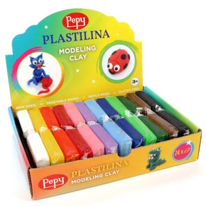 Pepy Plastilina Reusable and Non-Drying Modeling Clay Gift Set; Set of 24 Bars, 1.4 Ounce Each, 2 Each of 12 Colors