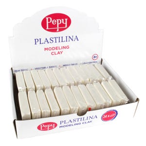 Pepy Plastilina Modeling Clay: Non-Drying, Reusable, Single Color, 24 Bars