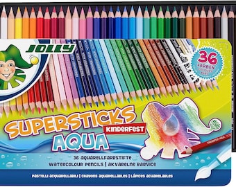 Jolly Supersticks Watercolor Pencils Premium European Aqua Pencils with Tin Carrying Case