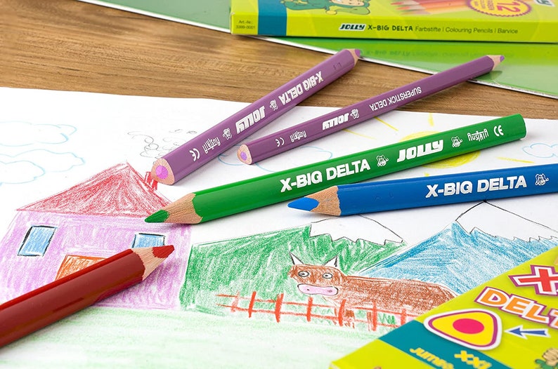 Jolly Xbig Delta Jumbo Triangular Colored Pencils Set of 12 Etsy