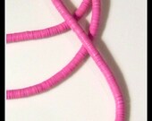 African trade beads-tribal beads-vinyl beads-vinyl record beads -pink heishi beads- 6mm pink beads- beading supplies- bulk beads, destash