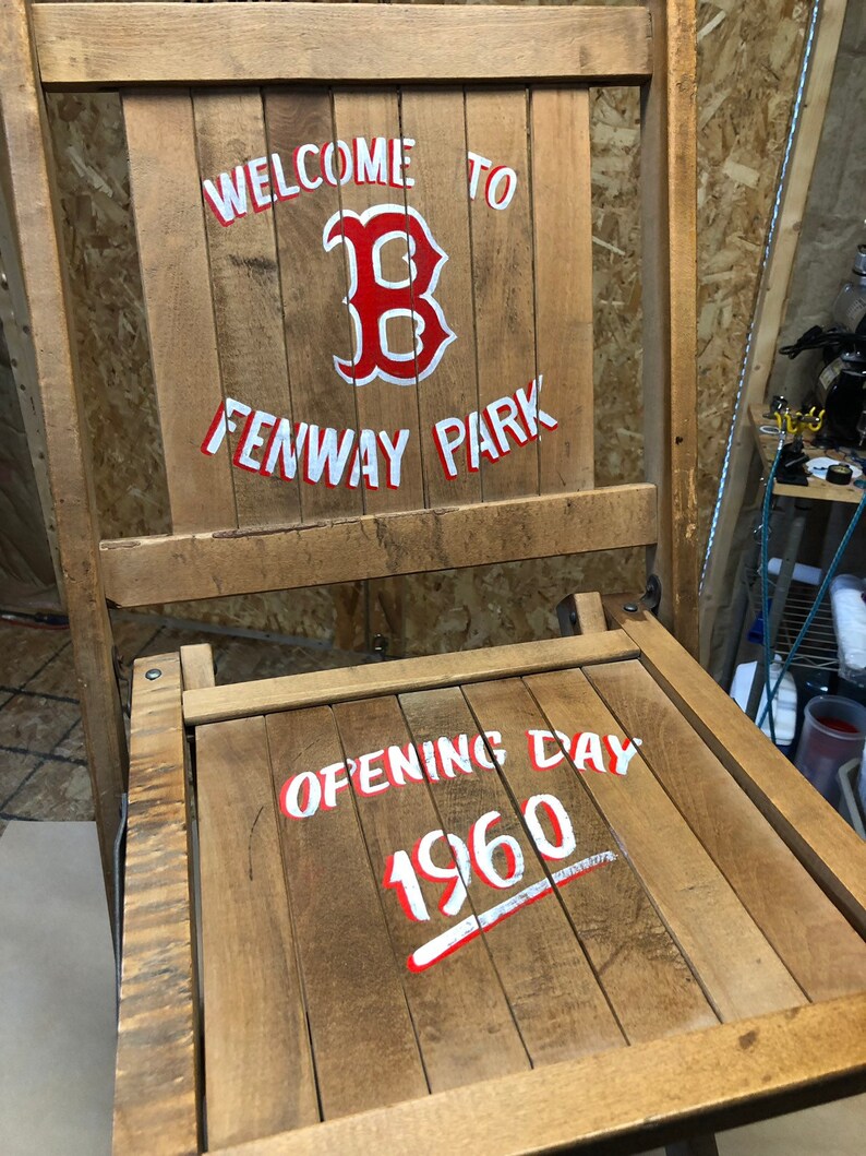 Vintage Wooden Deck Chair Hand Painted With Boston Red Sox Etsy