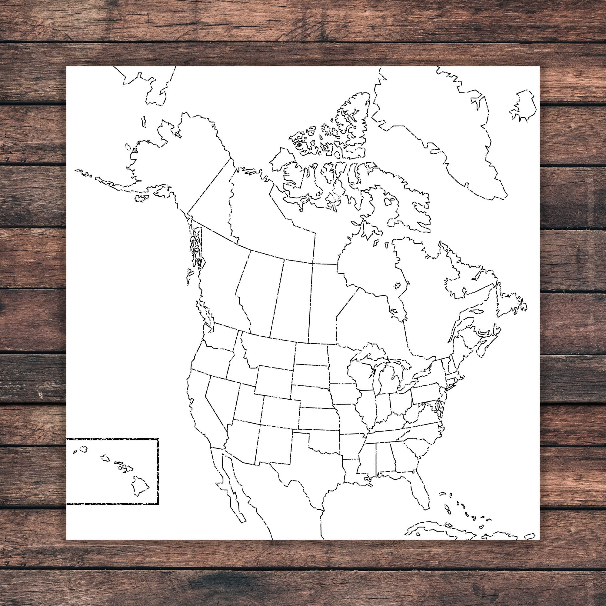 Fillable Map of Canada and the United States Black and White - Etsy