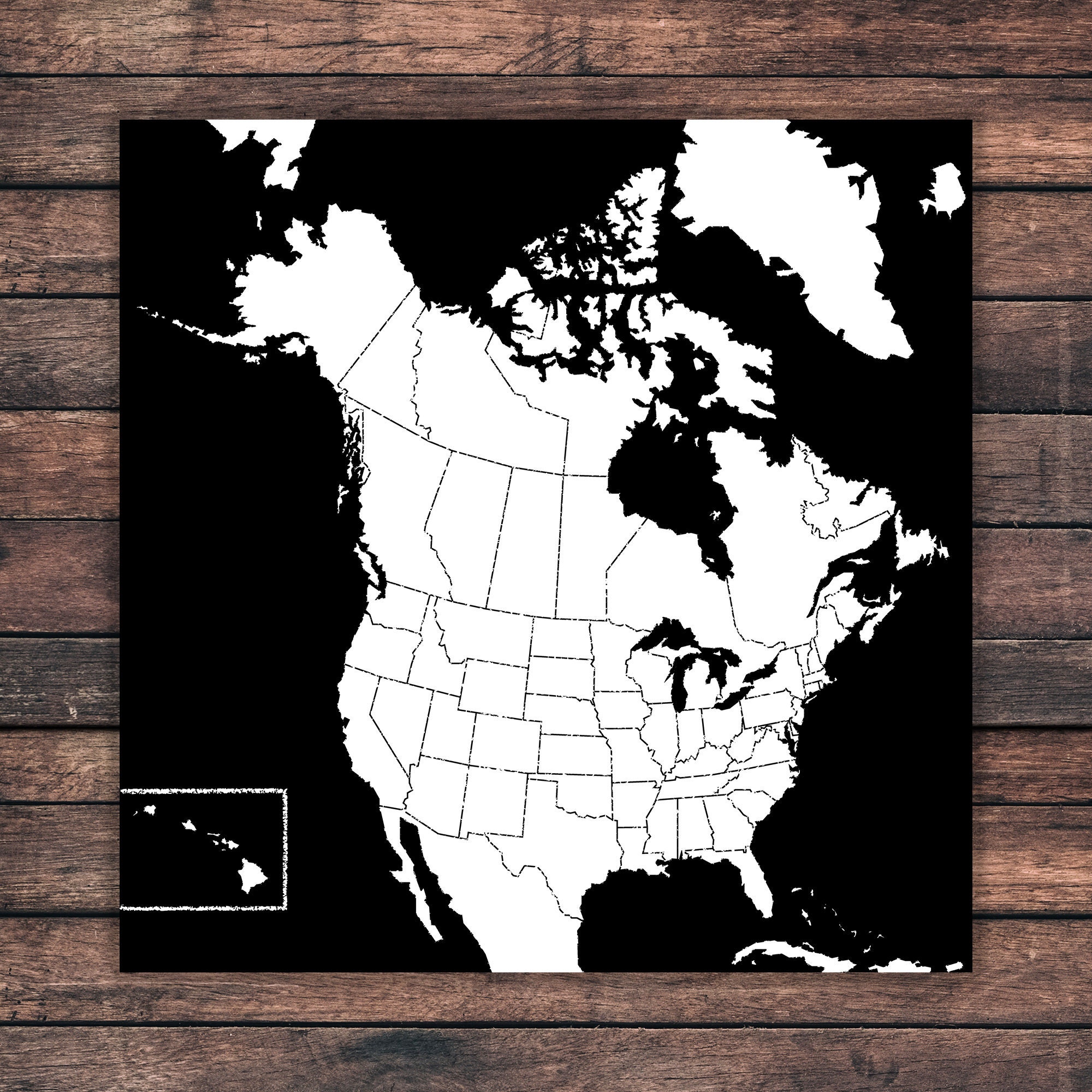 Fillable Map of Canada and the United States White and Black - Etsy